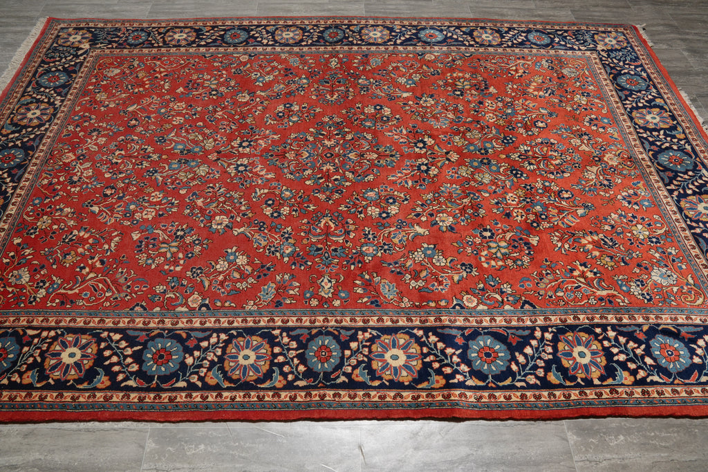 7.3 x 11 Coral Persian Sarouk Rug 72755
