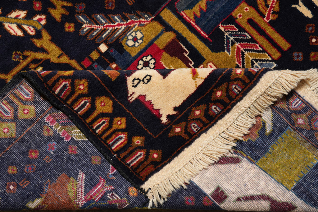 3.9 x 6.8 Pictorial Animals Tribal Afghan Rug #S10-595