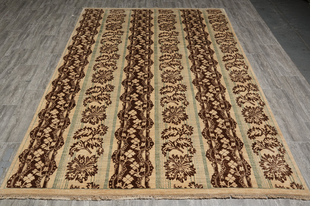 6 x 9 Hand-Knotted Transitional Wool Rug Modern Carpet #PIX-15203