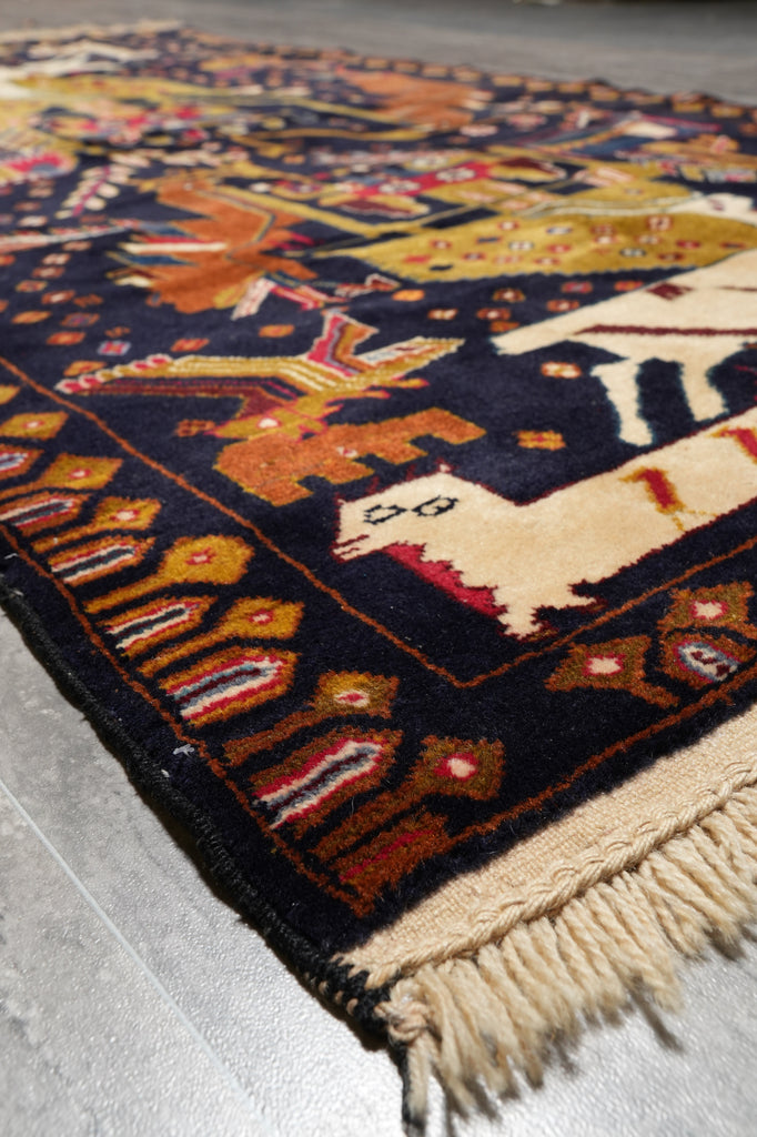 3.9 x 6.8 Pictorial Animals Tribal Afghan Rug #S10-595