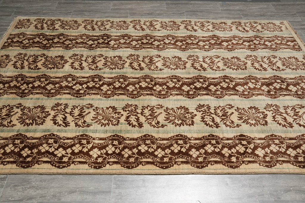 6 x 9 Hand-Knotted Transitional Wool Rug Modern Carpet #PIX-15203