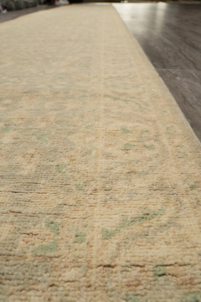 2.7 x 17.8 Feet Long Runner Natural Wool Pale Pastels Neutrals #F-4226