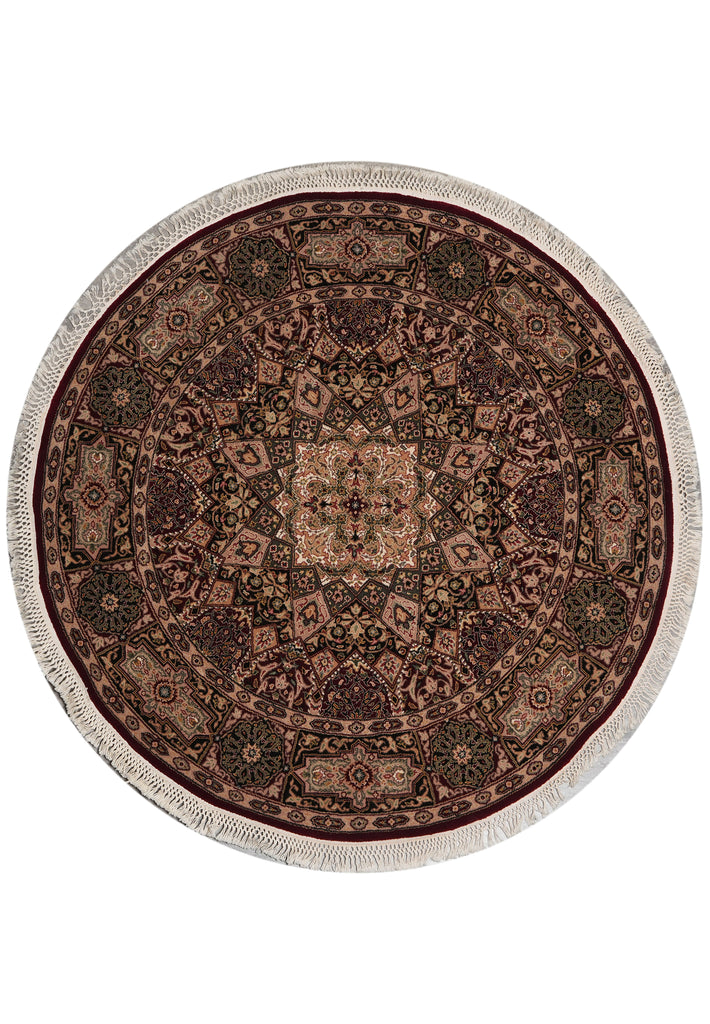 5 x 5 Feet Round Quality Handmade Wool and Silk Rug Dom