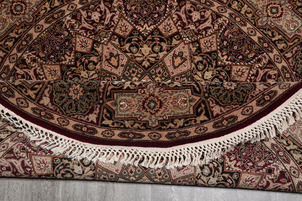 5 x 5 Feet Round Quality Handmade Wool and Silk Rug Dom #F-4503