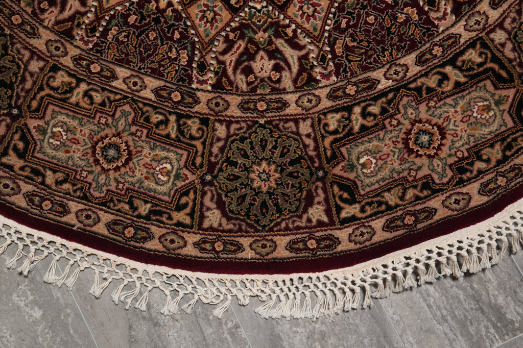 5 x 5 Feet Round Quality Handmade Wool and Silk Rug Dom #F-4503
