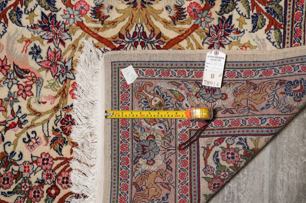 4.4 x 7.7 Persian Qom Wool Rug #B-78914