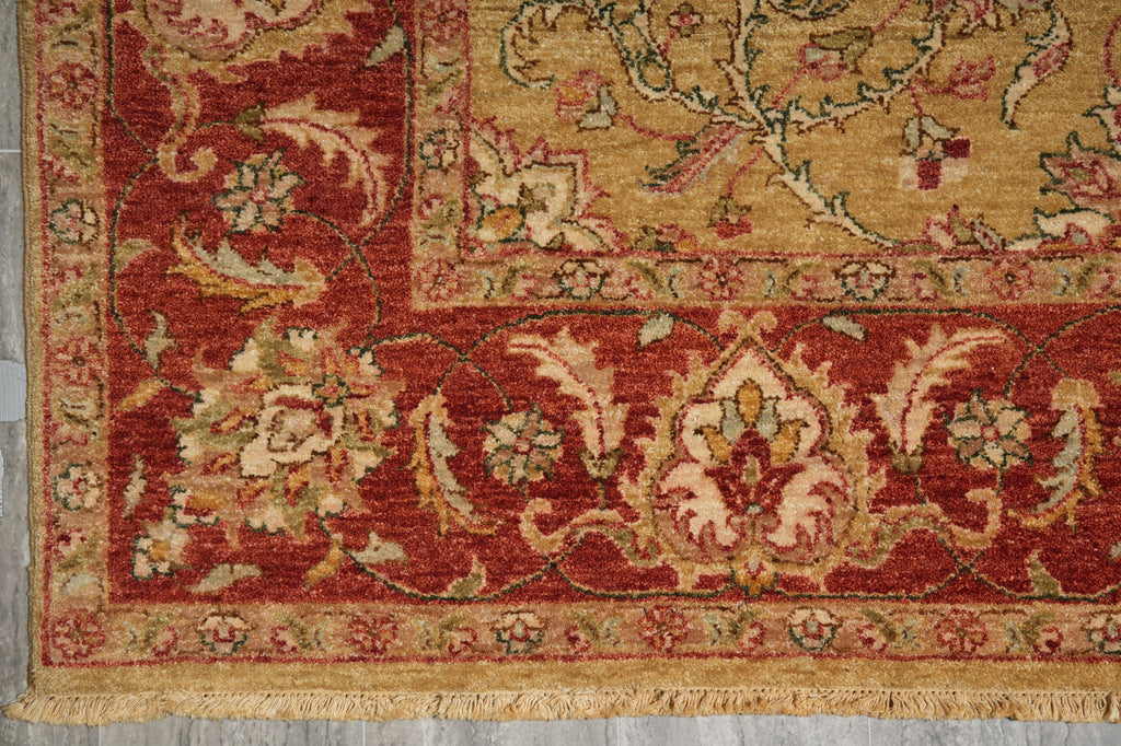 6 x 9 Gold Warm Rustic Red Quality Hand-Knotted Chobi Peshawar Rug Naural Wool #B-71419