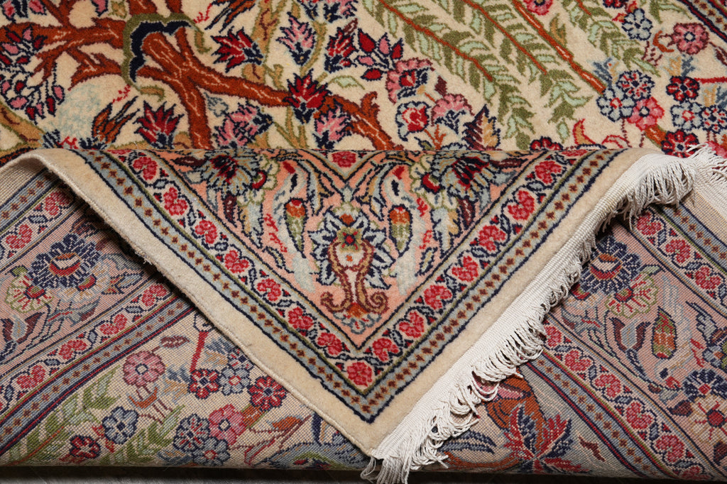 4.4 x 7.7 Persian Qom Wool Rug #B-78914