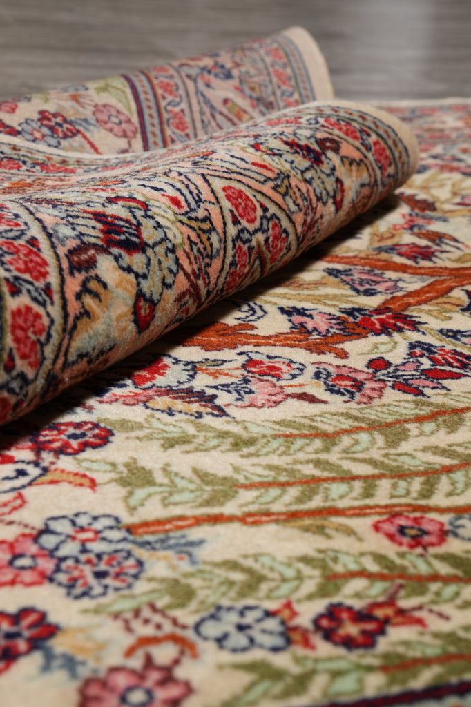 4.4 x 7.7 Persian Qom Wool Rug #B-78914