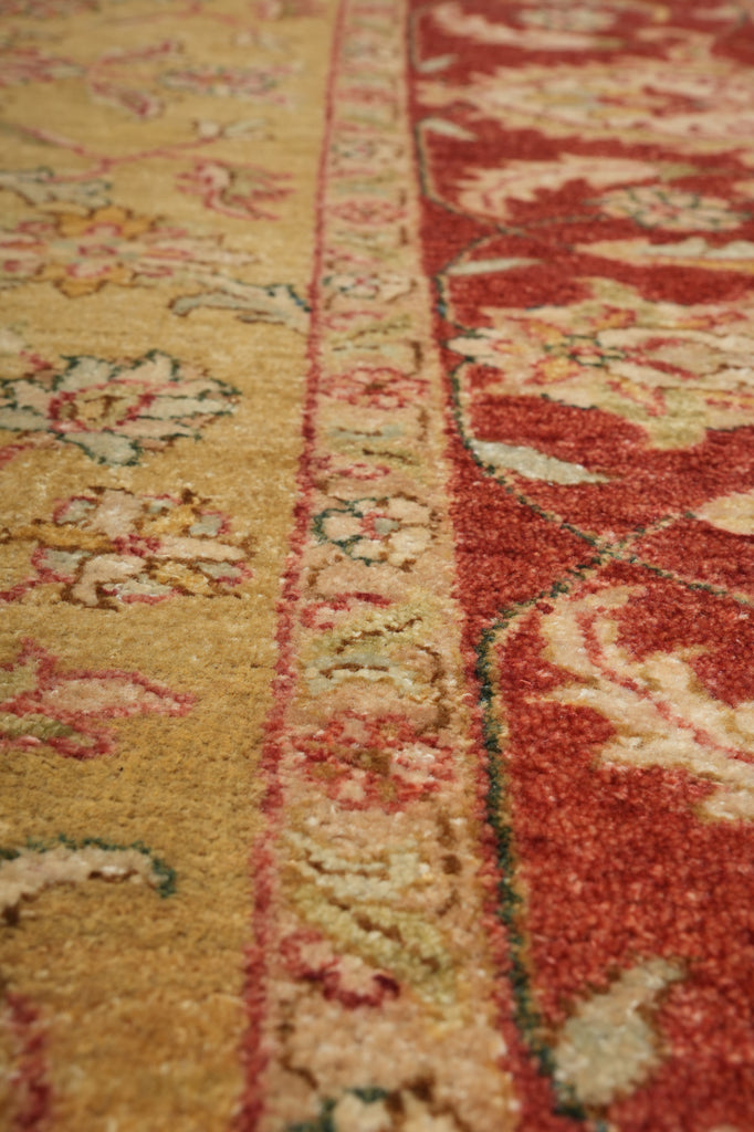 6 x 9 Gold Warm Rustic Red Quality Hand-Knotted Chobi Peshawar Rug Naural Wool #B-71419