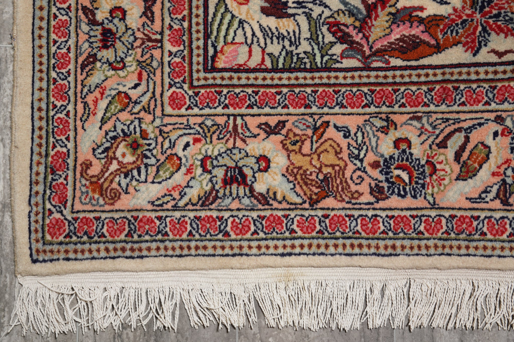 4.4 x 7.7 Persian Qom Wool Rug #B-78914