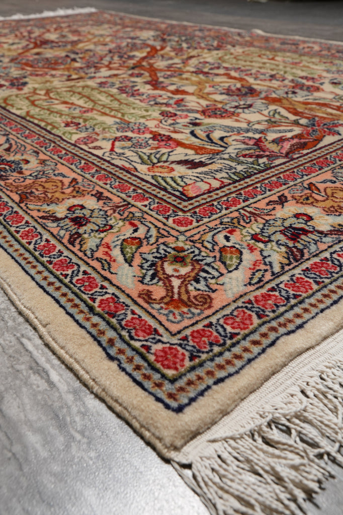 4.4 x 7.7 Persian Qom Wool Rug #B-78914