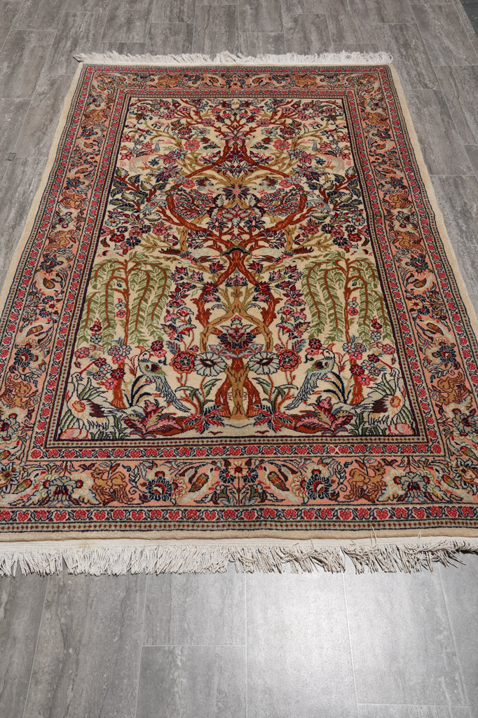 4.4 x 7.7 Persian Qom Wool Rug #B-78914