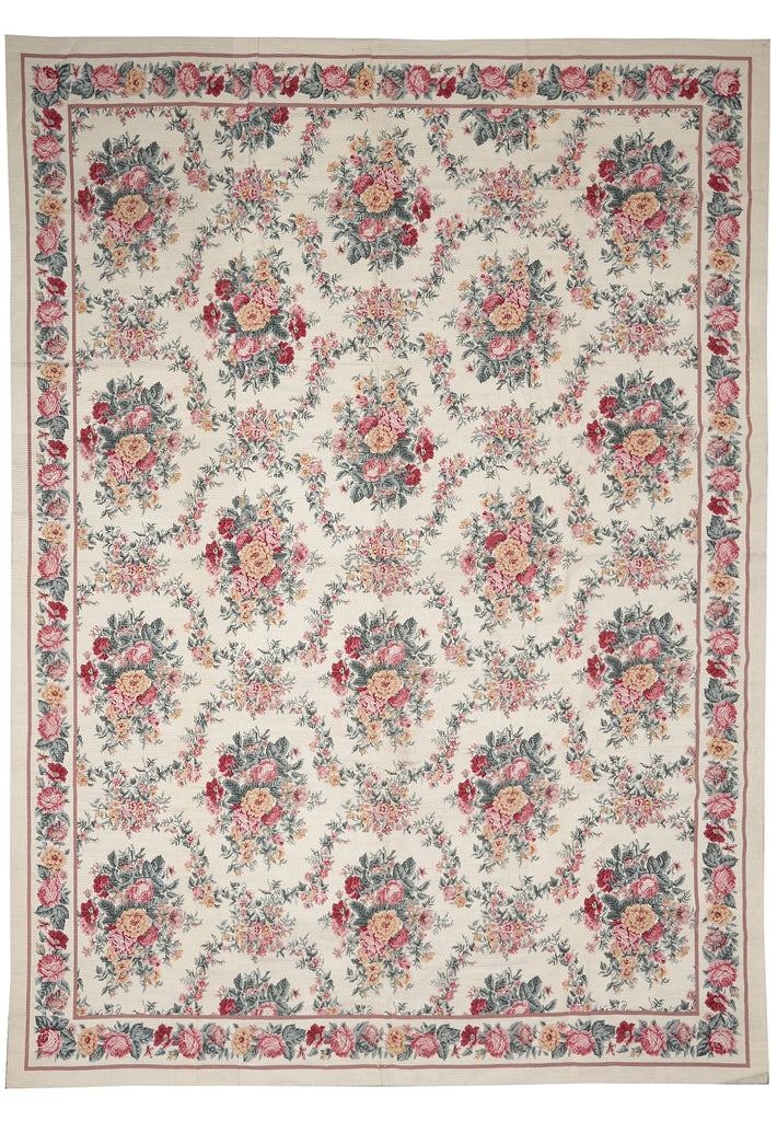 8.8 x 11.7 Large Needle Point Tapestry Rug French Floral