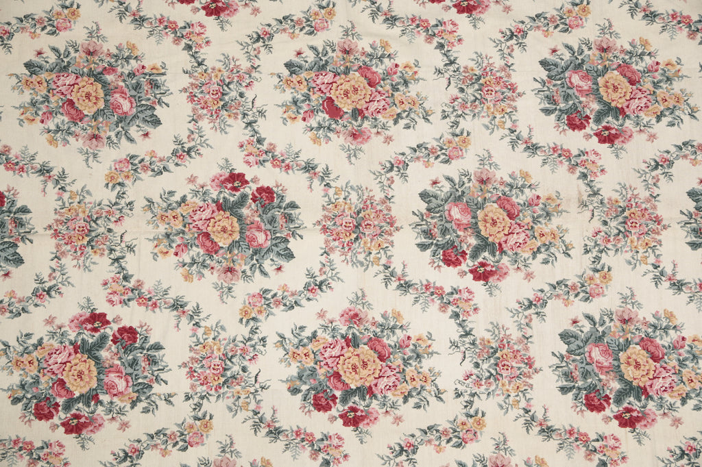 8.8 x 11.7 Large Needle Point Tapestry Rug French Floral #S10-4094