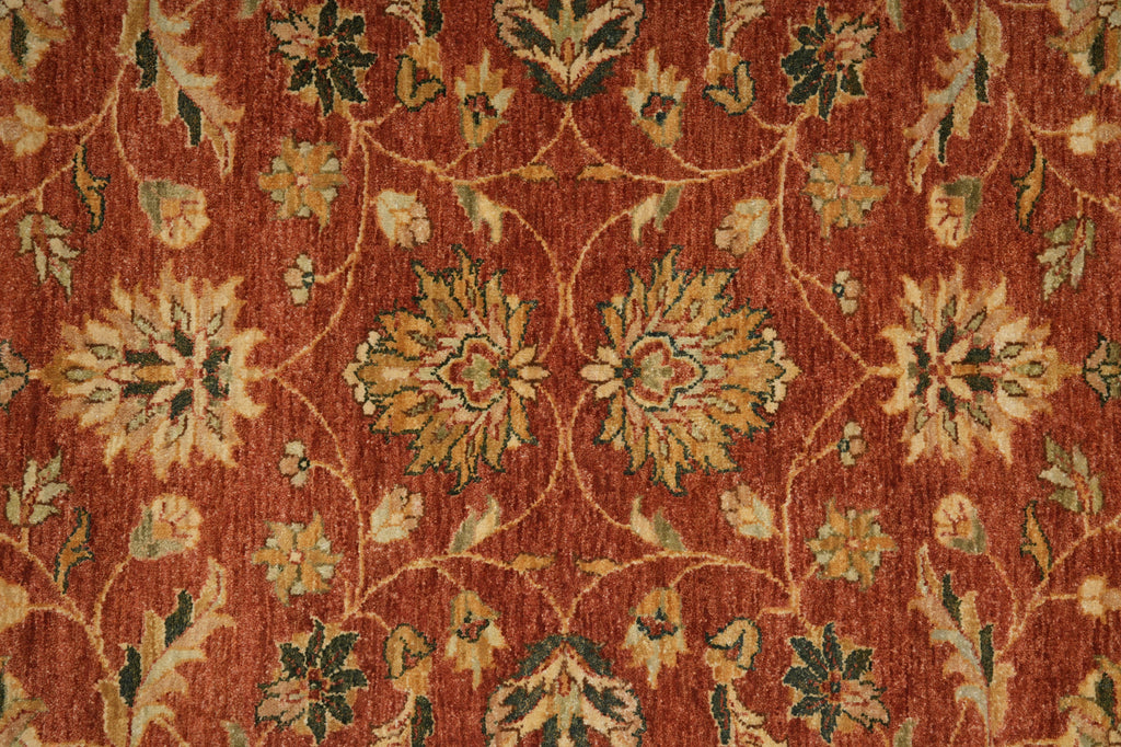 6 x 9  Quality Natural Wool Hand-Knotted Chobi Peshawar Rug Warm Antique Red Gold #B-74082