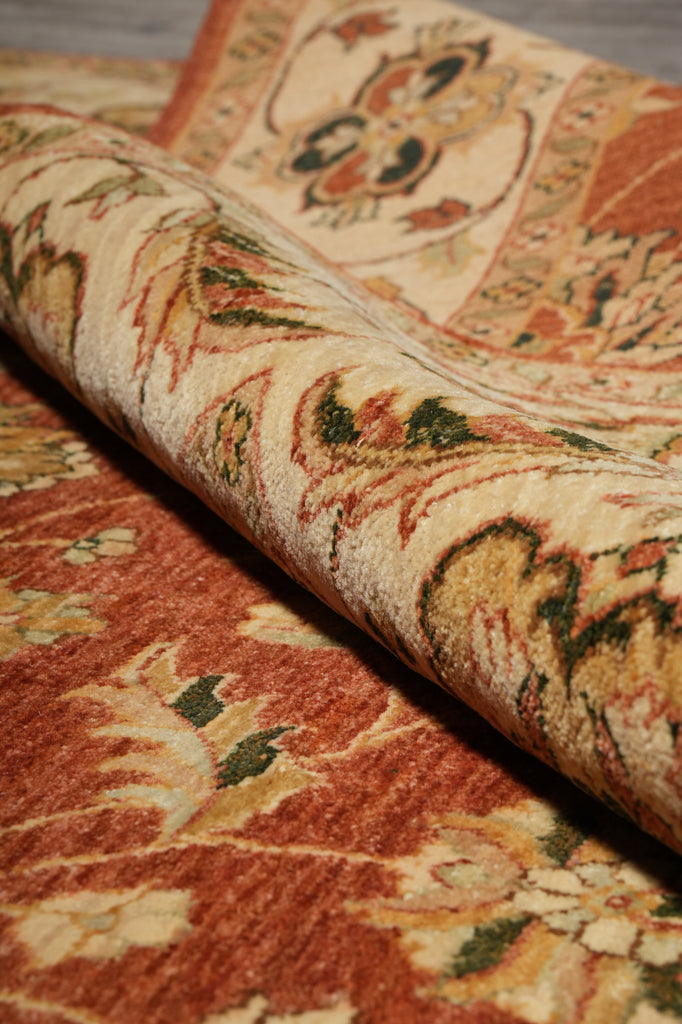 6 x 9  Quality Natural Wool Hand-Knotted Chobi Peshawar Rug Warm Antique Red Gold #B-74082