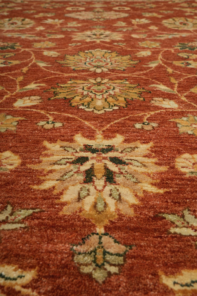 6 x 9  Quality Natural Wool Hand-Knotted Chobi Peshawar Rug Warm Antique Red Gold #B-74082