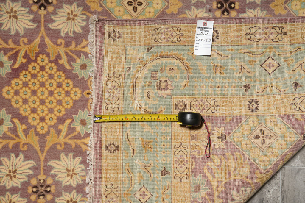 6 x 9.5 Purple Gold Hand-Knotted Agra Rug #D-11