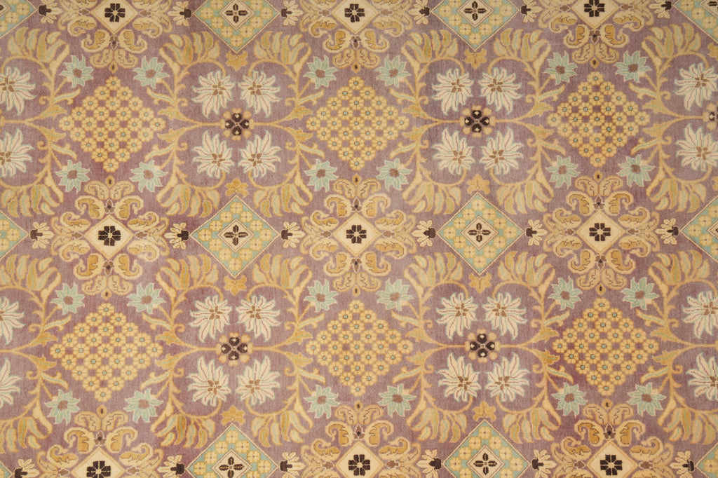 6 x 9.5 Purple Gold Hand-Knotted Agra Rug #D-11