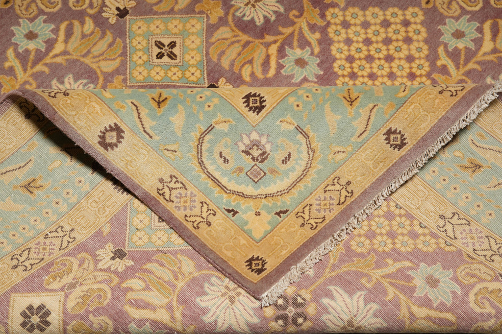 6 x 9.5 Purple Gold Hand-Knotted Agra Rug #D-11