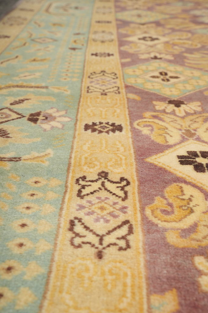 6 x 9.5 Purple Gold Hand-Knotted Agra Rug #D-11