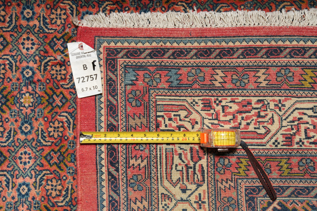 7' x 10' Coral Red Fine Persian Kord Lilihan Bijar Rug 72757