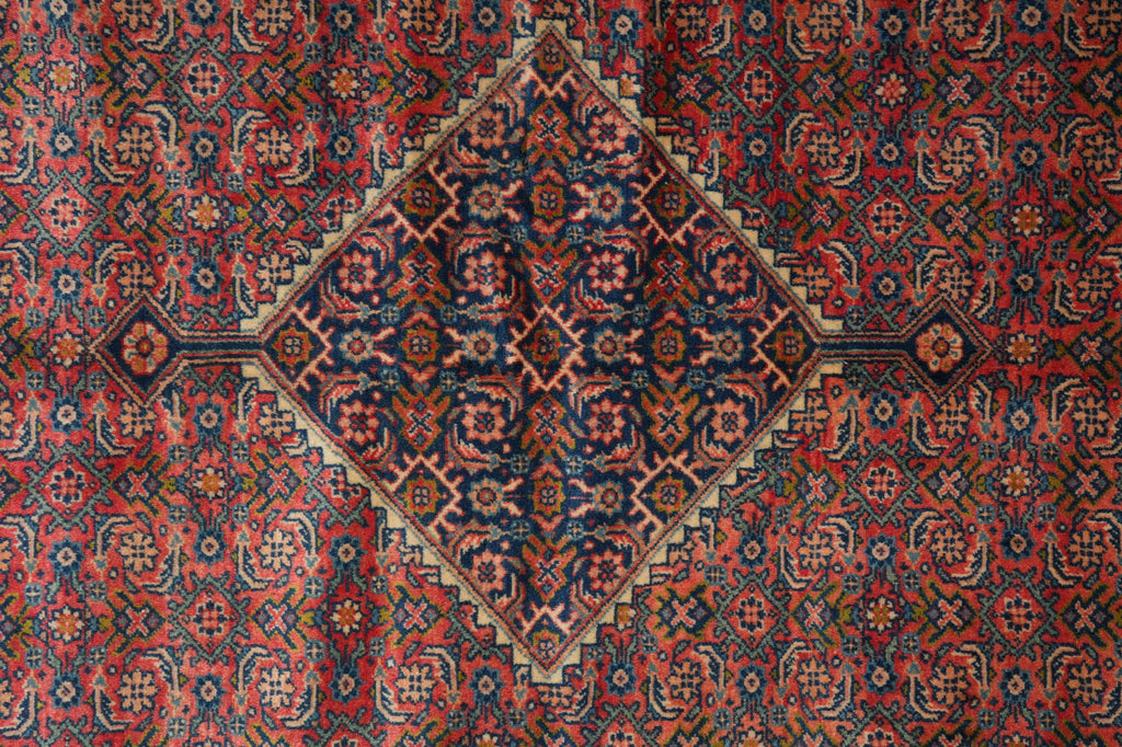 7' x 10' Coral Red Fine Persian Kord Lilihan Bijar Rug 72757