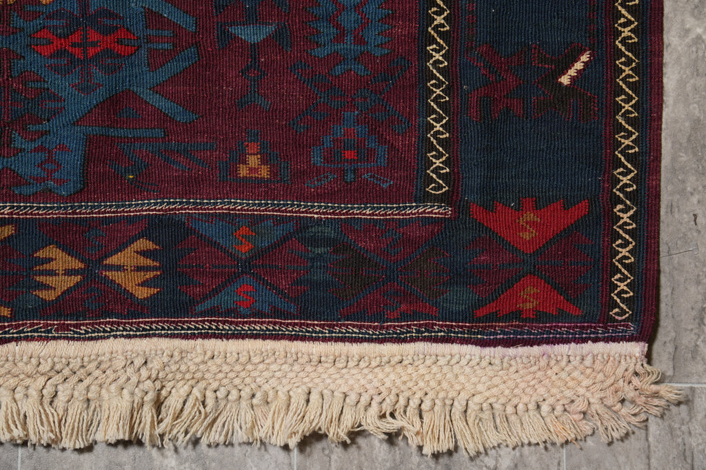 5 x 16 Antique Wide Runner Gallery Size Russia Sumak Flat Weave Rug #PIX-8802