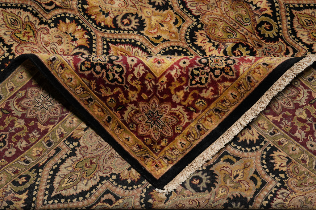 5.9 x 8.9 Quality Hand-Knotted Jaipour Rug Black Burgundy Lustrous Natural Wool #PIX-6798