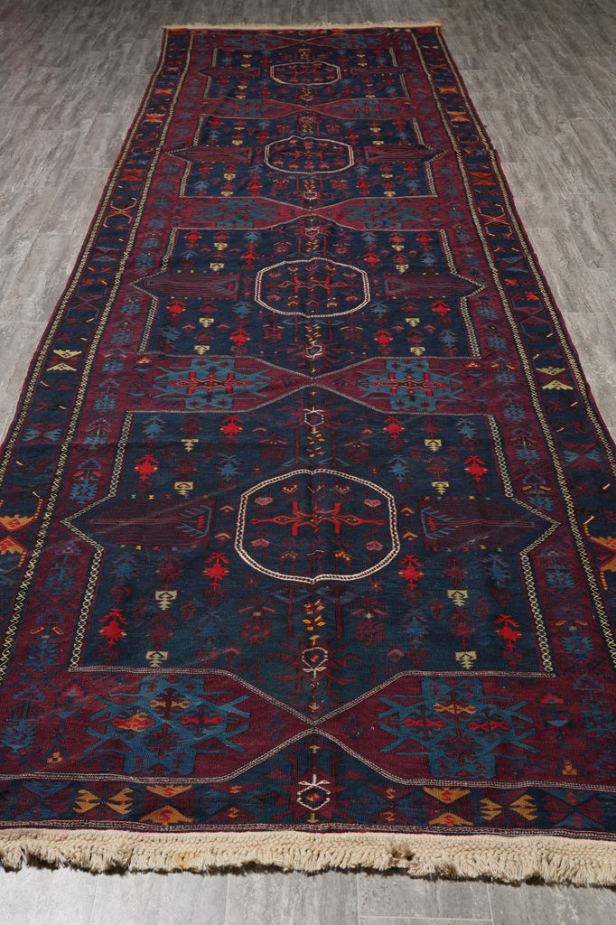5 x 16 Antique Wide Runner Gallery Size Russia Sumak Flat Weave Rug #PIX-8802