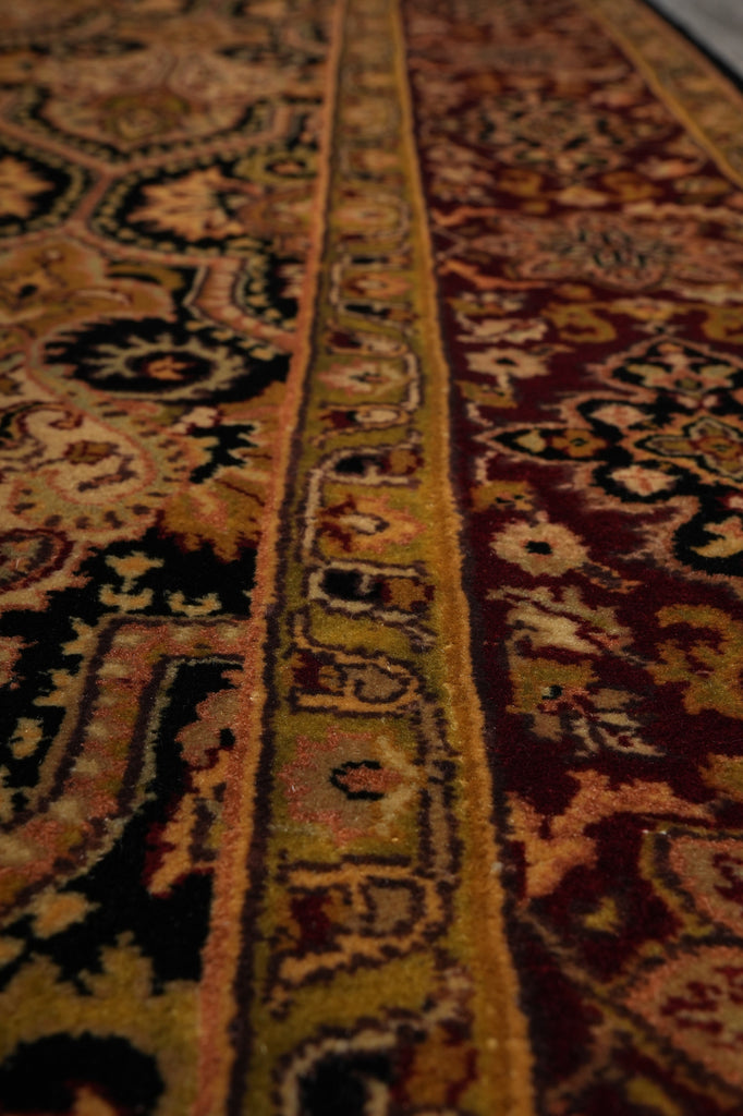 5.9 x 8.9 Quality Hand-Knotted Jaipour Rug Black Burgundy Lustrous Natural Wool #PIX-6798