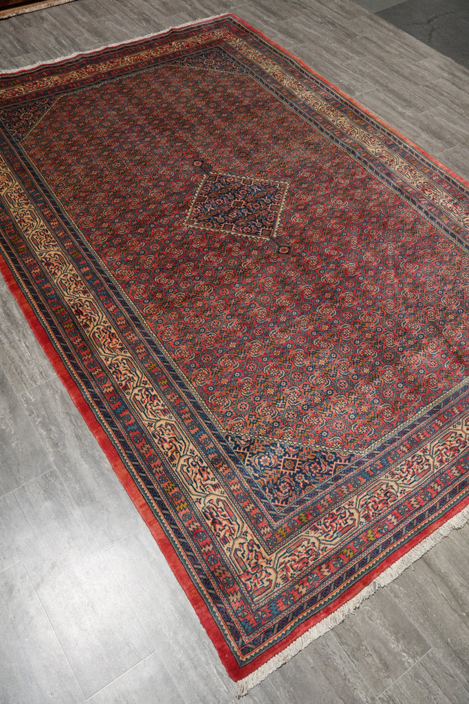 7' x 10' Coral Red Fine Persian Kord Lilihan Bijar Rug 72757