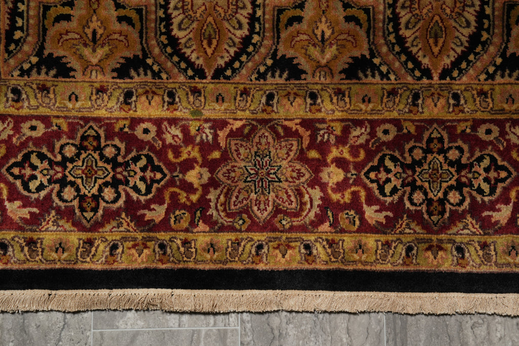 5.9 x 8.9 Quality Hand-Knotted Jaipour Rug Black Burgundy Lustrous Natural Wool #PIX-6798