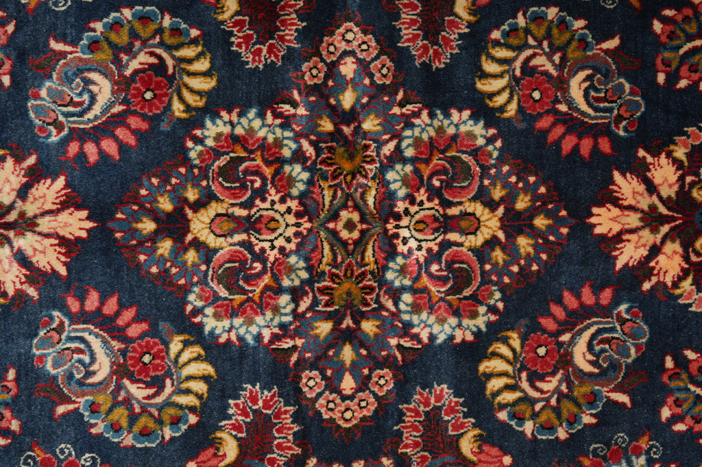 7' x 10'5"” Navy Blue Fine Wool Dense Weave Persian Sarouk Rug 72743