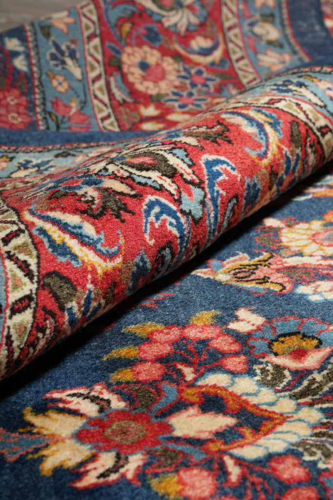 7' x 10'5"” Navy Blue Fine Wool Dense Weave Persian Sarouk Rug 72743