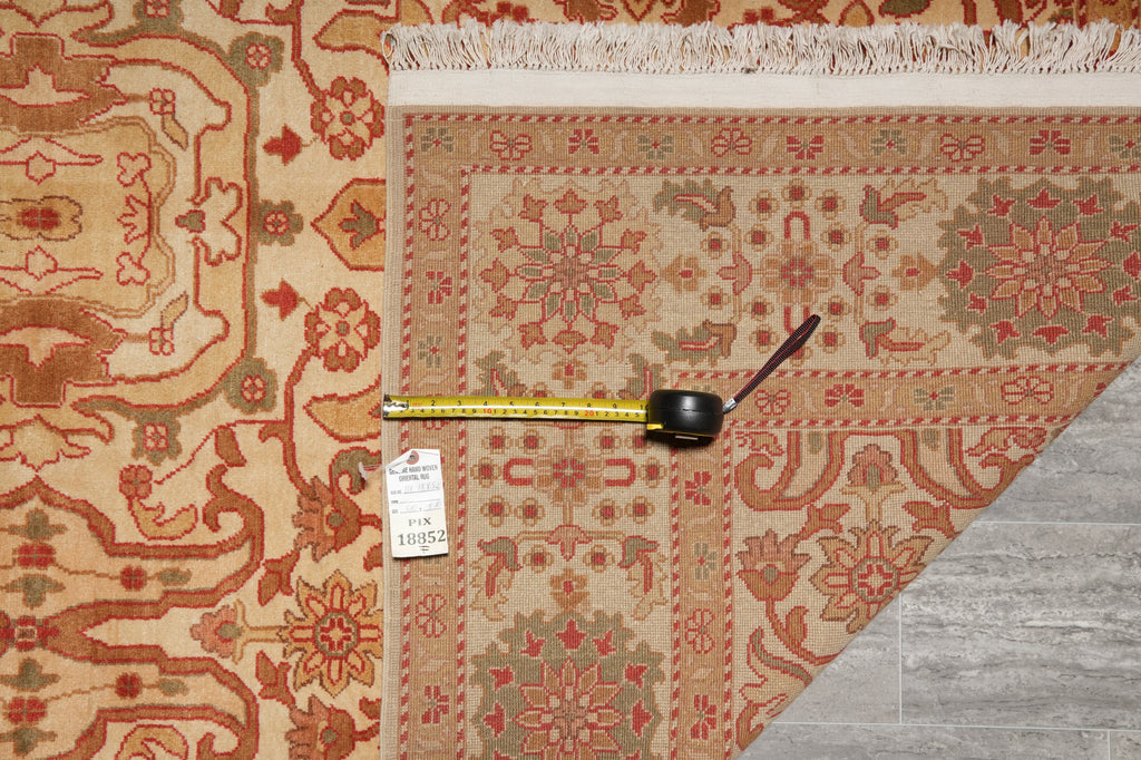 6 x 9 Hand-Knotted Pakistani Antique Style Wool Area Rug Beige Gold Rust #PIX-18852