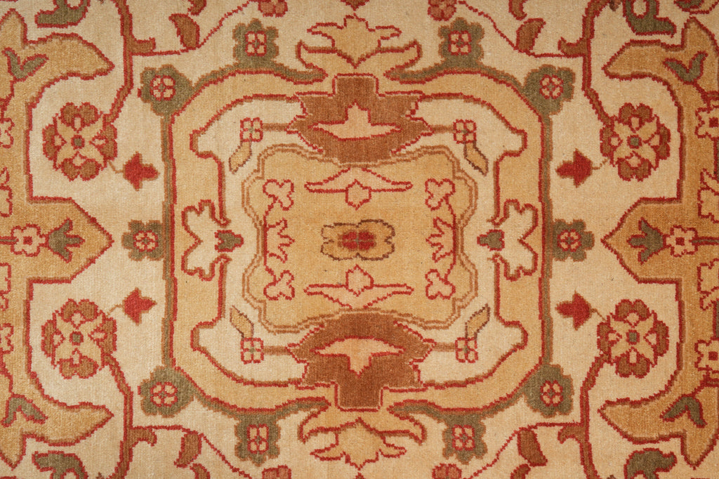 6 x 9 Hand-Knotted Pakistani Antique Style Wool Area Rug Beige Gold Rust #PIX-18852