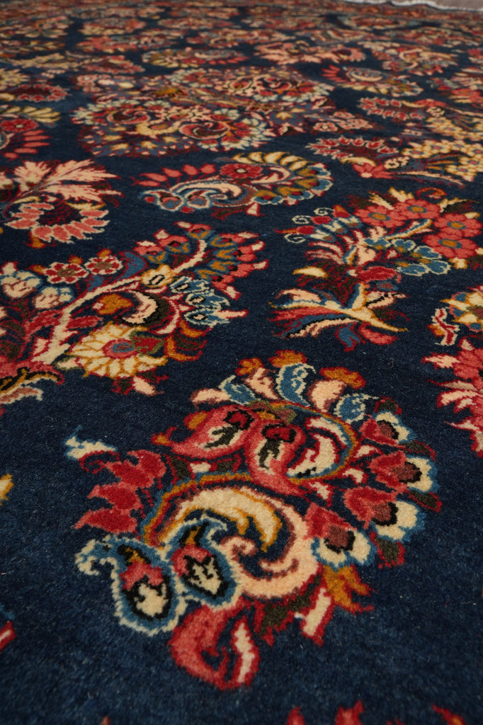 7' x 10'5"” Navy Blue Fine Wool Dense Weave Persian Sarouk Rug 72743