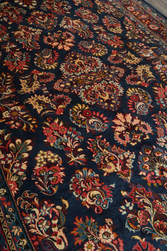 7' x 10'5"” Navy Blue Fine Wool Dense Weave Persian Sarouk Rug 72743