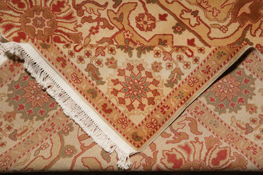 6 x 9 Hand-Knotted Pakistani Antique Style Wool Area Rug Beige Gold Rust #PIX-18852