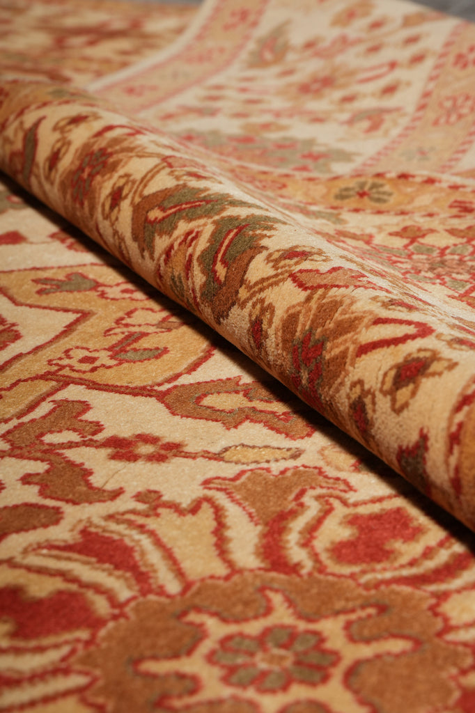 6 x 9 Hand-Knotted Pakistani Antique Style Wool Area Rug Beige Gold Rust #PIX-18852