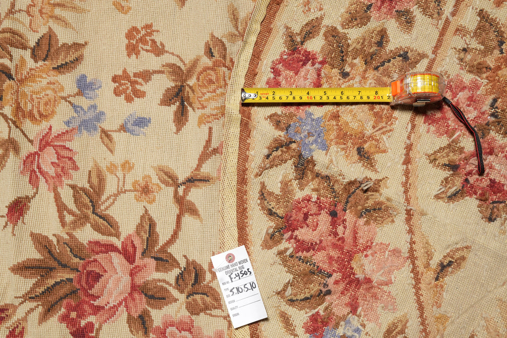 6 x 6 Feet Round Needle Point Tapestry Rug French Floral #F-4505