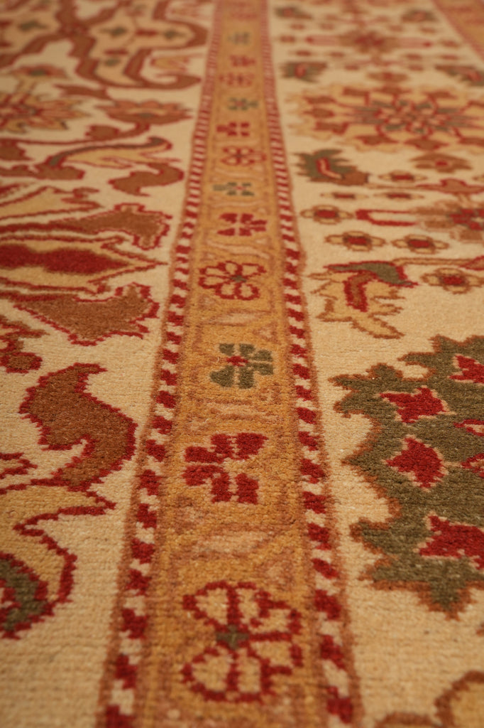 6 x 9 Hand-Knotted Pakistani Antique Style Wool Area Rug Beige Gold Rust #PIX-18852