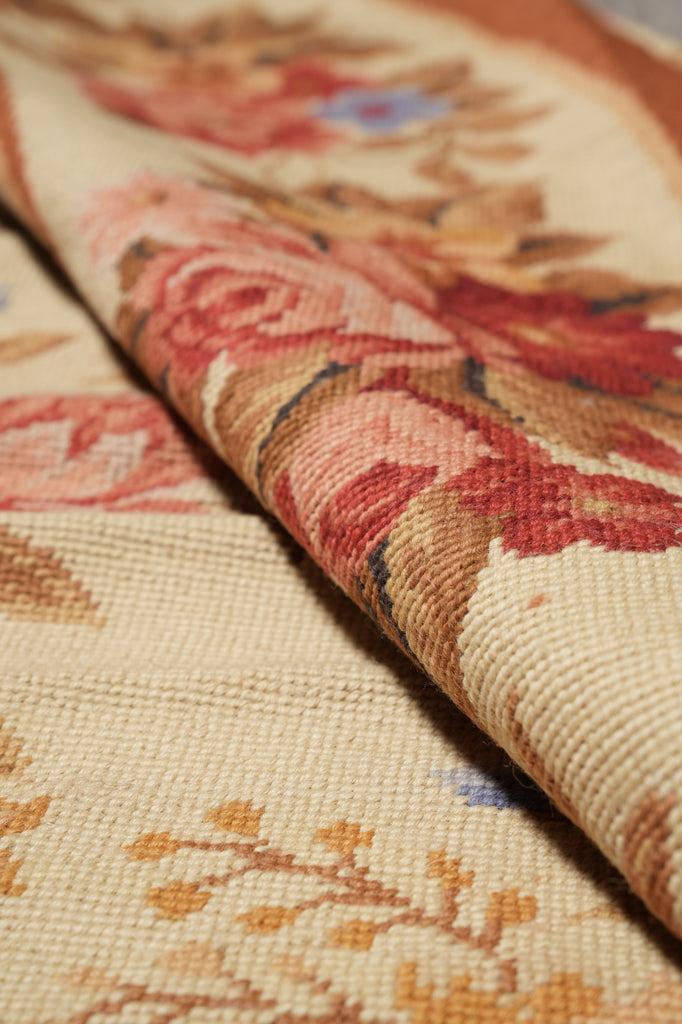 6 x 6 Feet Round Needle Point Tapestry Rug French Floral #F-4505