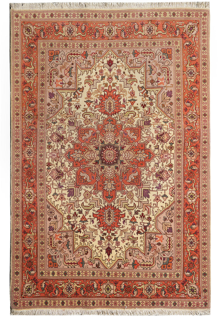 3.6 x 4.11 Authentic Persian Tabriz Rug Fine quality 400 KPSI Geometric