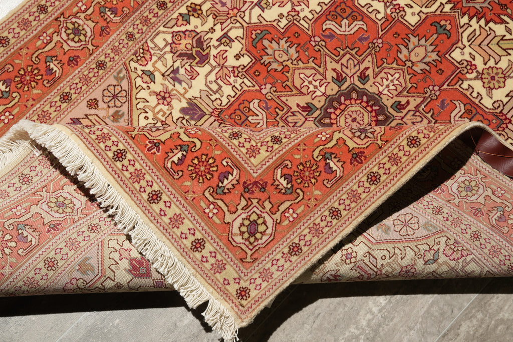 3.6 x 5 Authentic Persian Tabriz Rug Fine quality 400 KPSI Geometric #F-4232