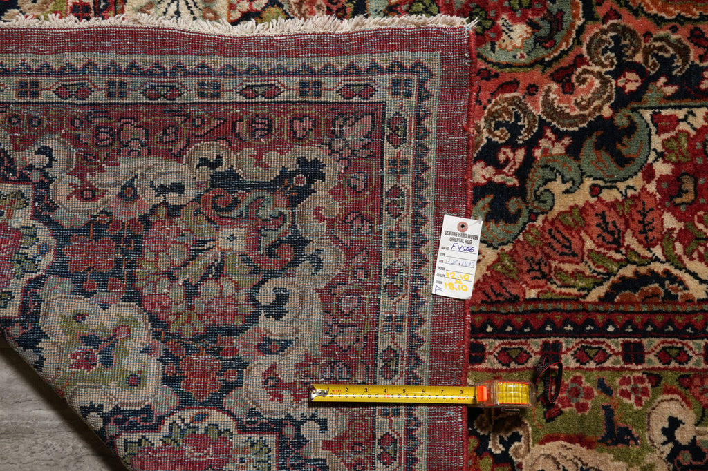 13 x 19 Persian Sarouk Kerman Rug Open Field 1960's Iran #F-4506