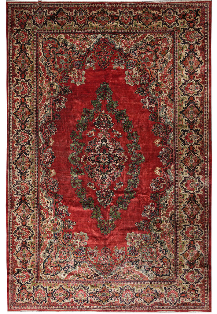 12.10 x 18.10 Persian Sarouk Kerman Rug Open Field 1960's Iran