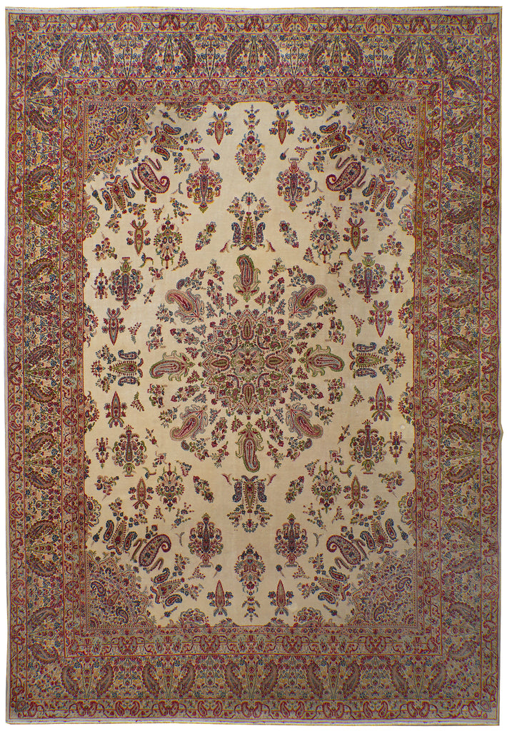 9.8 x 14 Authentic Semi-Antique Persian Kerman Rug Estate Carpet #F-3181